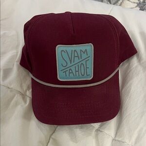 Burgundy Cap with Blue Patch